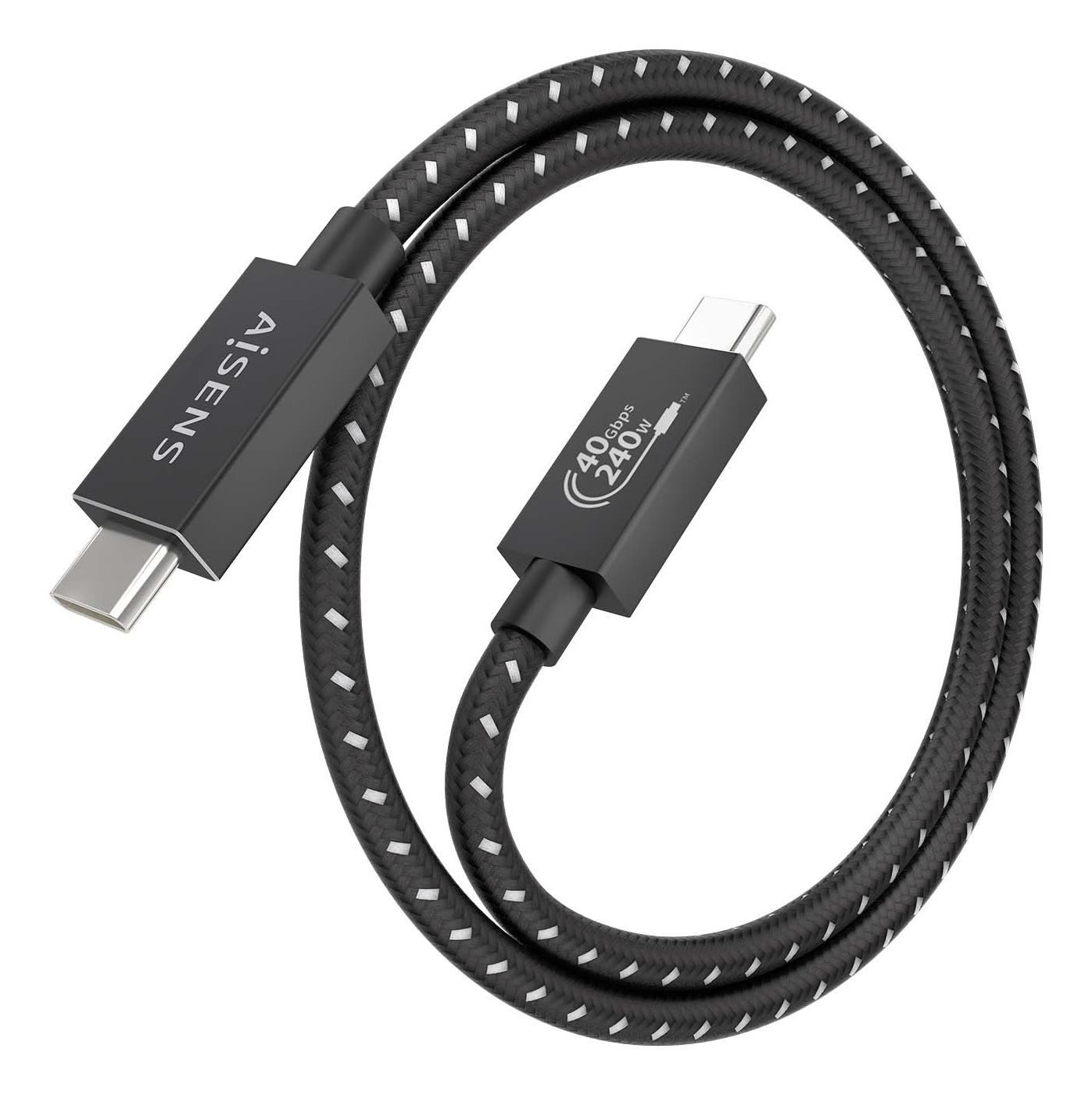 AISENS Cable USB4 Gen3x2 Aluminio 40Gbps 8K@60Hz 5A 48V 240W E-Mark, Tipo USB-C/M-USB-C/M, Negro, 0.5m - Imagen 2