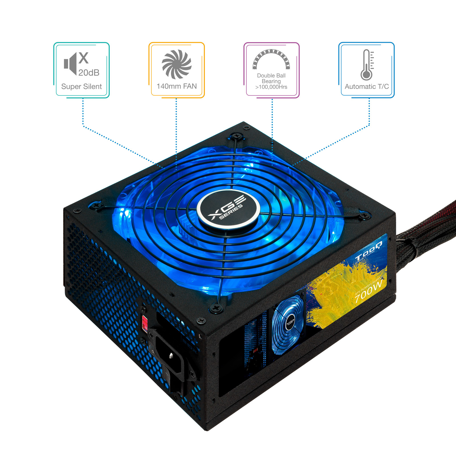 TooQ TQXGEII-700SAP unidad de fuente de alimentación 700 W 20+4 pin ATX ATX Negro - Imagen 2