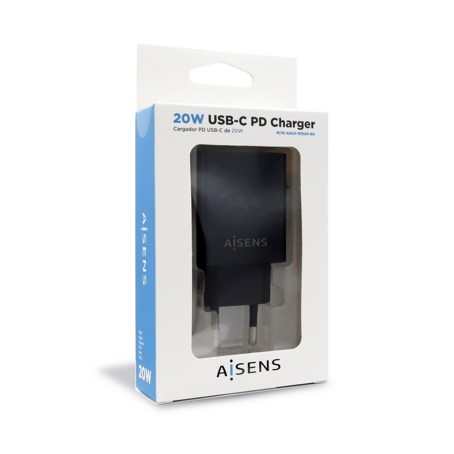 AISENS Cargador USB-C PD 3.0 1 Puerto 1x USB-C 20 W, Negro - Imagen 3
