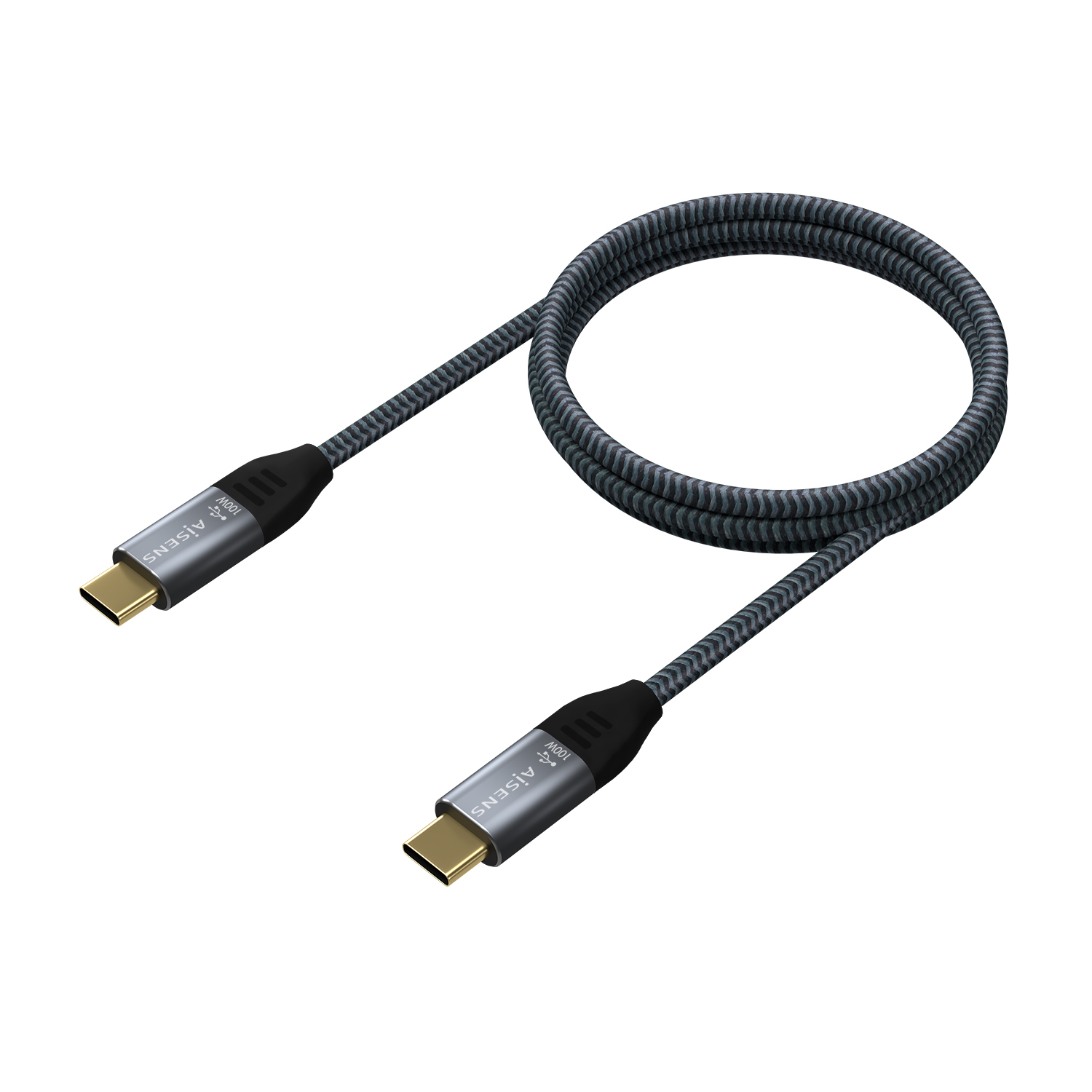 AISENS Cable USB 3.2 Gen2x2 Aluminio 20Gbps 8K@30Hz 5A 100W E-Mark, Tipo USB-C/M-USB-C/M, Gris, 1.0 m - Imagen 2