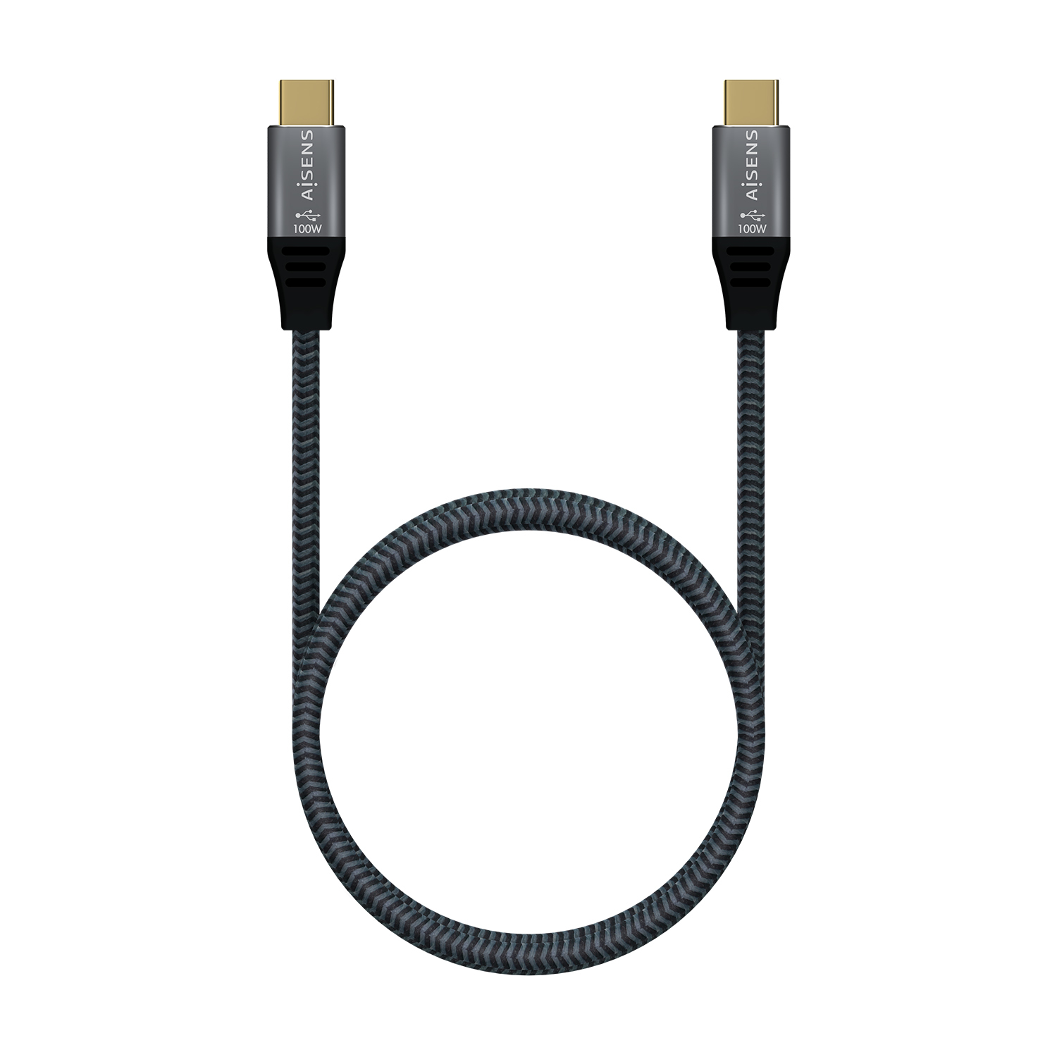 AISENS Cable USB 3.2 Gen2x2 Aluminio 20Gbps 8K@30Hz 5A 100W E-Mark, Tipo USB-C/M-USB-C/M, Gris, 1.0 m - Imagen 3
