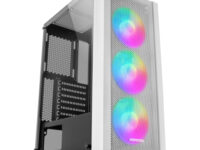 Mars Gaming MC-C, Caja PC ATX, Panel Frontal Metal-Mesh, Cristal Templado, 3 Ventiladores Frontales FRGB 120mm, Blanco