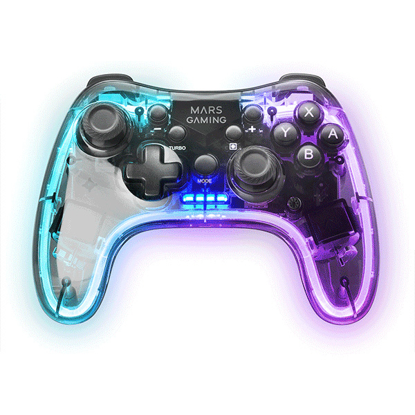 Mars Gaming Gamepad Bluetooth 5.0, RGB Neon, Adaptador Smartphone, Giroscopio Vibración, Joysticks Analógicos, Mando Switch, PC, Mac, Android, iOS, Raspberry Pi, PS3, MGP-BT - Imagen 2