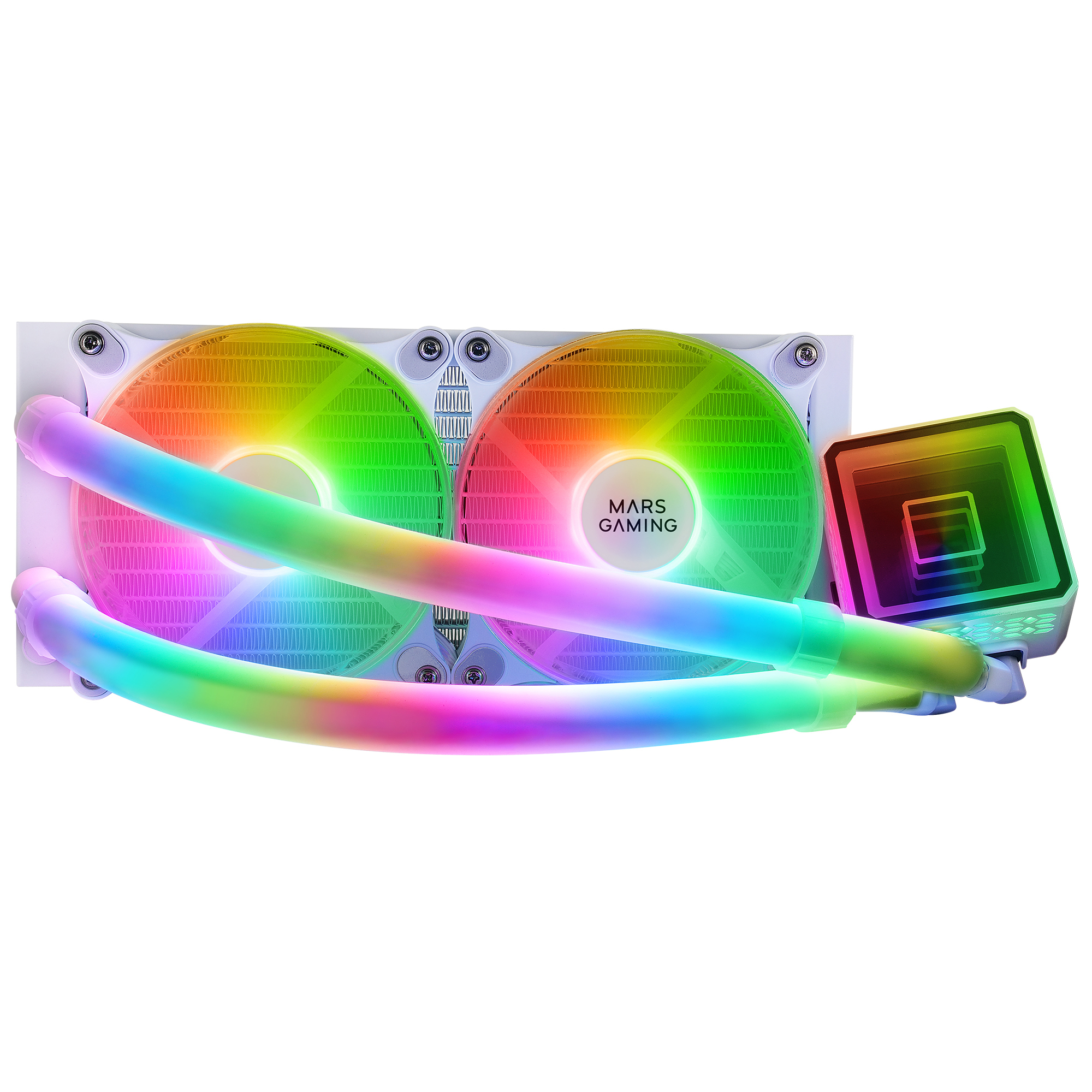 Mars Gaming ML-ULTRA240 Blanco, Refrigeración Líquida CPU, TDP 500W, Espejo Infinito, 2 Ventiladores Silenciosos FDB ARGB, Tubos ARGB, Multisocket Universal - Imagen 2