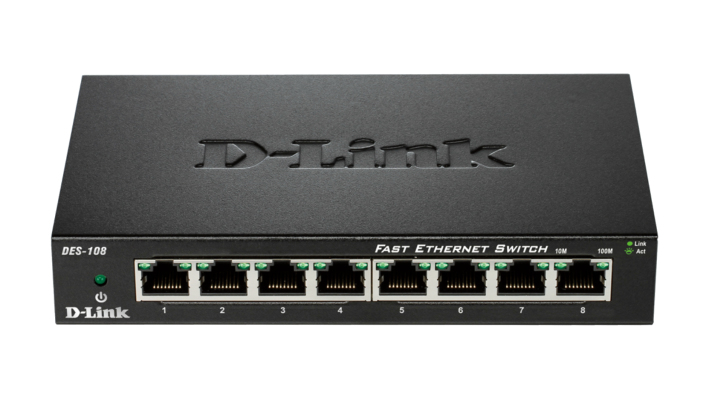 D-Link DES-108 switch No administrado L2 Gigabit Ethernet (10/100/1000) Escritorio Negro