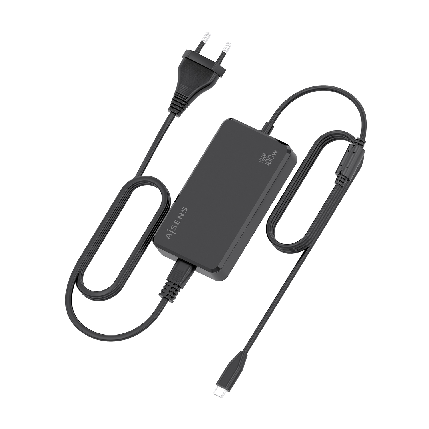AISENS Cargador De Sobremesa GaN 100W PD3.0 1xUSB-C 1.8m, Negro - Imagen 3