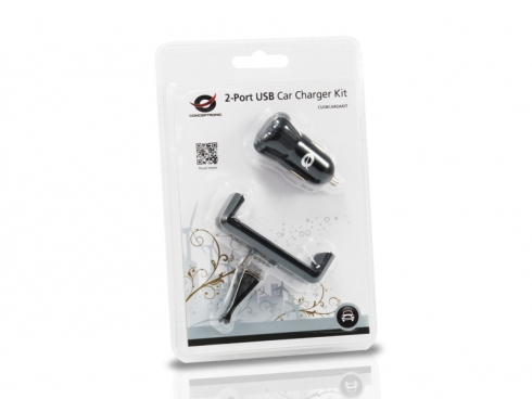 Conceptronic CUSBCAR2AKIT cargador de dispositivo móvil Smartphone, Tableta Negro Encendedor de cigarrillos Auto - Imagen 2