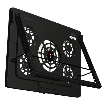 Mars Gaming MNBC2, Base Refrigeradora y Stand para Portátiles Hasta 17.3”, Iluminación LED Roja, 5x Ventiladores UA5, Regulable 6 Posiciones, Estructura Acero, Rejilla Aluminio, 2x USB 2.0, Negro - Imagen 2