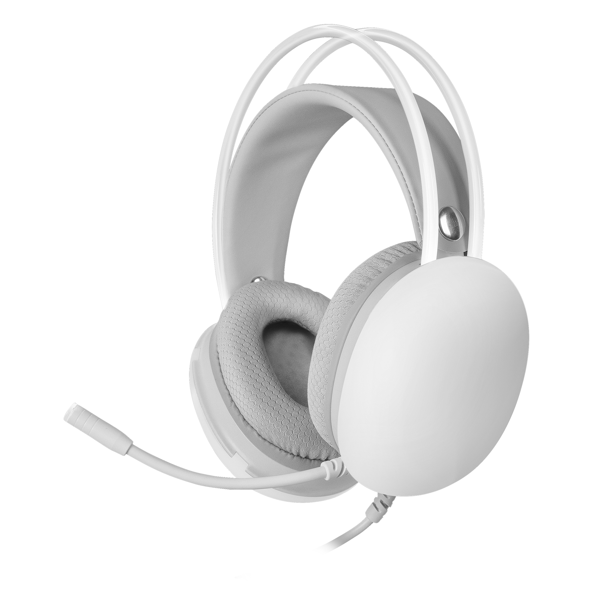 Mars Gaming MH-GLOW Blanco, Auriculares 360° Full Chroma RGB Flow, Micrófono Cancelación de Ruido, Diseño Ultra-ligero, Almohadillas Mempory-Foam, Compatibilidad Universal