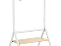 AISENS Soporte de suelo eco con rueda, 1 bandeja para pantalla interactiva/TV 80kg de 37-86, Blanco+Madera