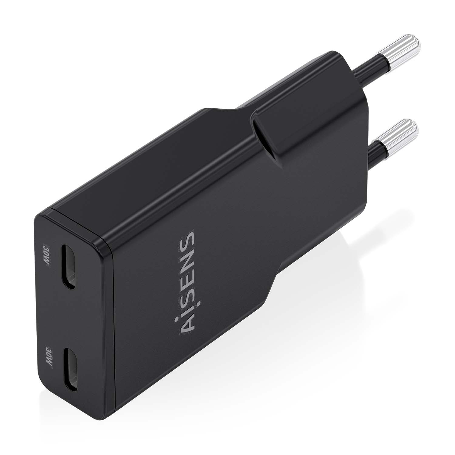 AISENS ASCH-30W2P049-BK cargador de dispositivo móvil Cámara digital, MP3, MP4, Teléfono móvil, Navegante, Portátil, Consola de juegos portátil, Smartphone, Tableta, Universal Negro Corriente alterna Carga rápida Interior - Imagen 2