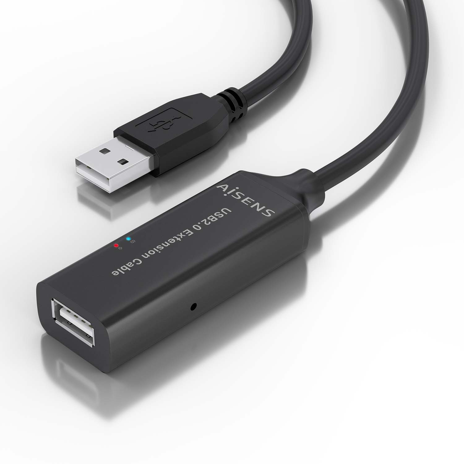 AISENS Cable USB 2.0 Prolongador con Amplificador, Tipo A/M-A/H, Negro, 15m - Imagen 3
