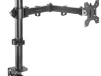 Mars Gaming MARM1 Negro, Soporte de Monitor de Brazo para Pantallas Hasta 32”, Articulado y Regulable en Altura, Estructura Robusta, Compatible con VESA75 y VESA100