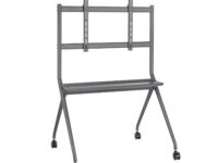 AISENS Soporte De Suelo Pro Con Rueda, 1 Bandeja Para Pantalla Interactiva/TV 120kg De 50-86, Negro