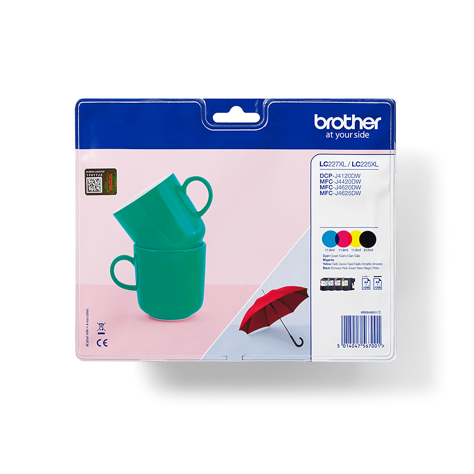 Brother LC-227XLVALBP cartucho de tinta 4 pieza(s) Original Negro, Cian, Magenta, Amarillo