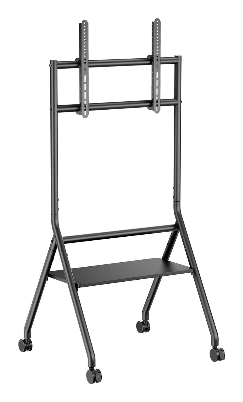 AISENS Soporte de suelo eco con rueda, 1 bandeja para pantalla interactiva/TV 80kg de 37-86, Negro