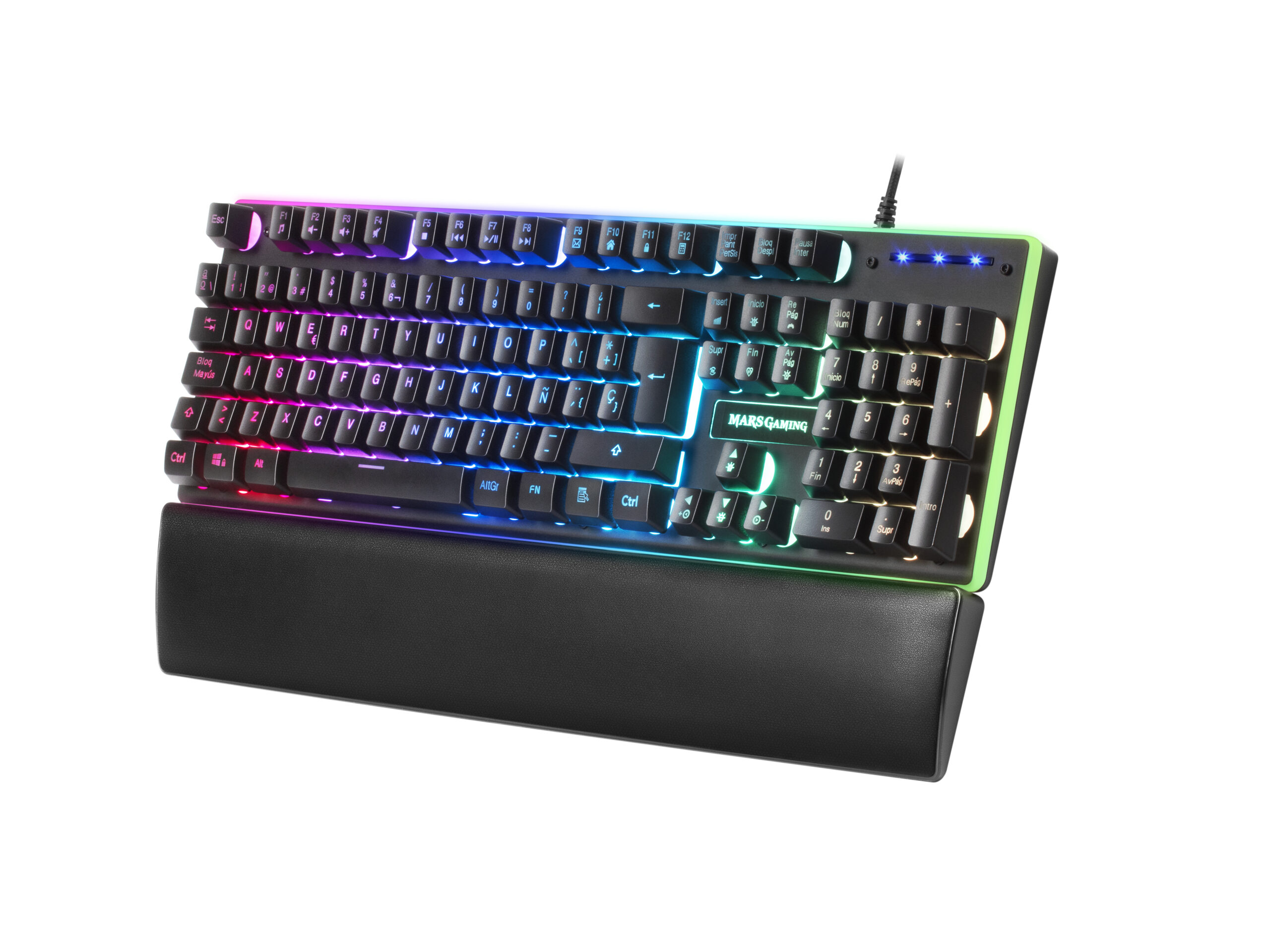 Mars Gaming MK320ES, Teclado Gaming H-Mech, 13 Modos RGB y Halo, Reposamuñecas Acolchado, Antighosting, Idioma Español, Color Negro - Imagen 2