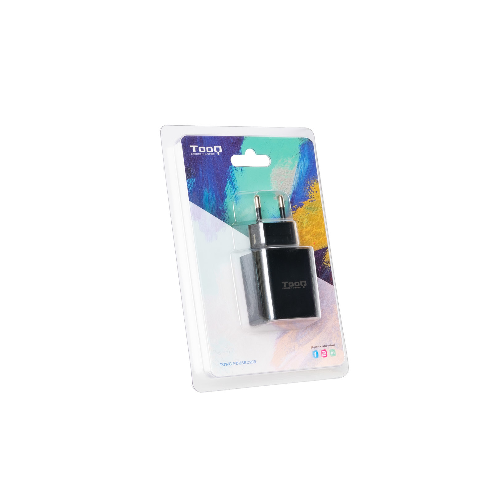 TooQ Cargador de Pared USB-C PD20W, Negro - Imagen 2