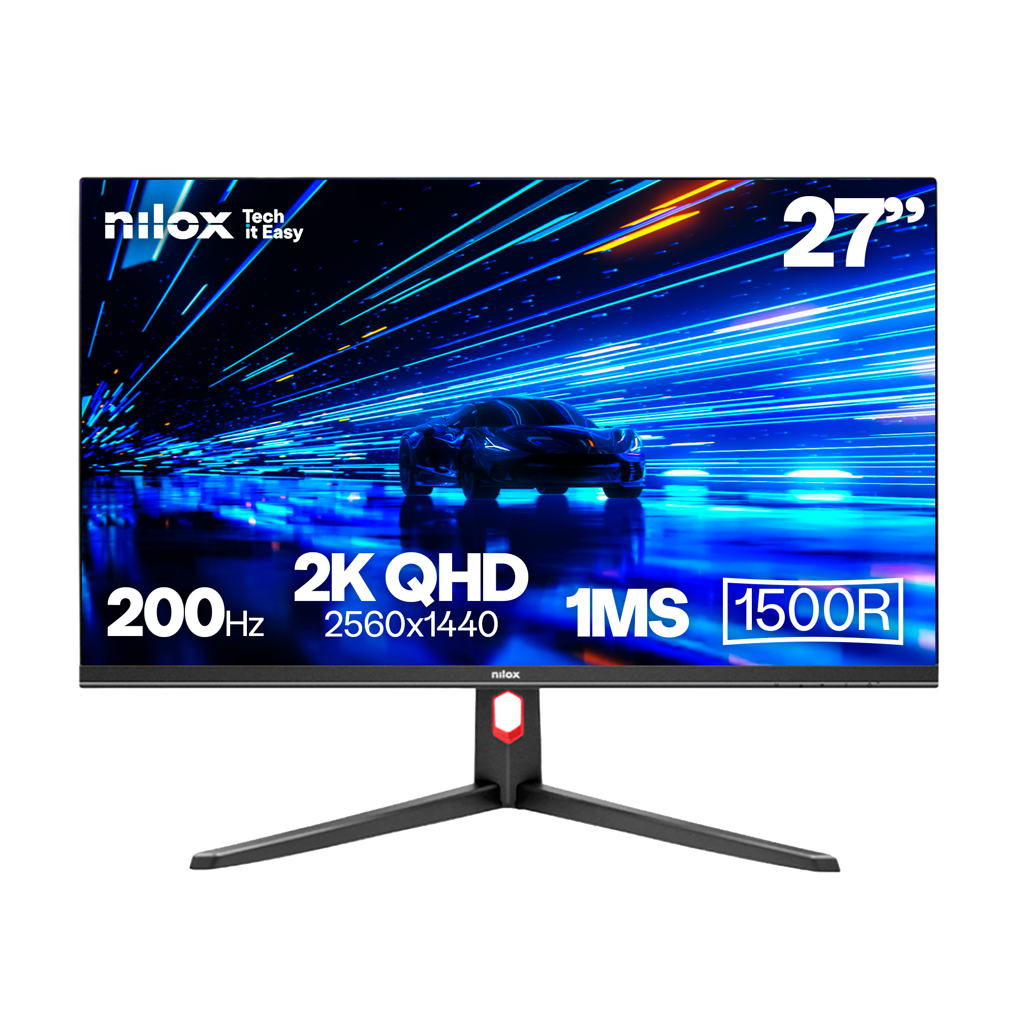 Nilox MONITOR 27 CURVO 200HZ 2K HDMI DP pantalla para PC 68,6 cm (27') 2560 x 1440 Pixeles LCD Negro
