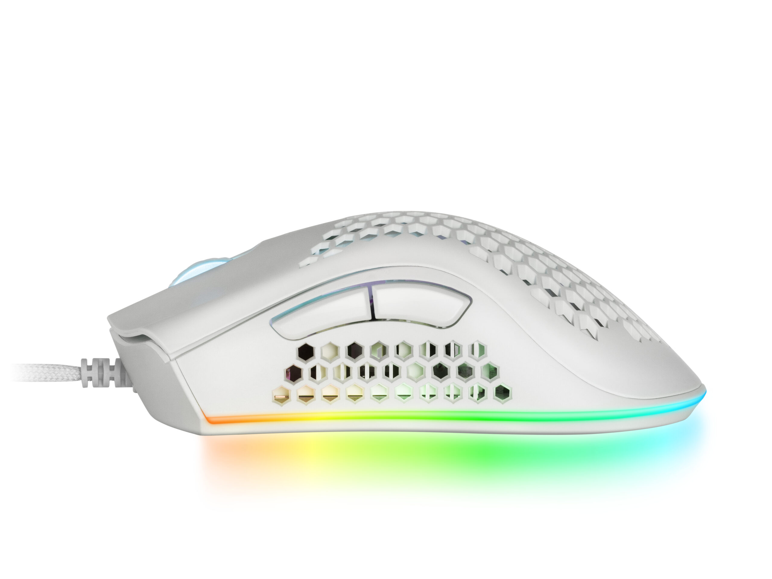 Mars Gaming MMEX, Ratón Gaming RGB, 32K DPI, Cable Feather, Switches Ópticos, Blanco, One Size - Imagen 3
