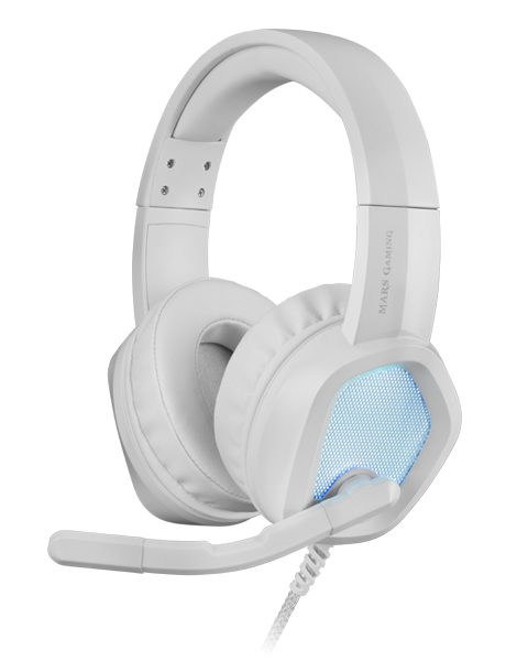 Mars Gaming MH320W Blanco, Auriculares Neodimio RGB Flow, Micrófono y Caja de Control