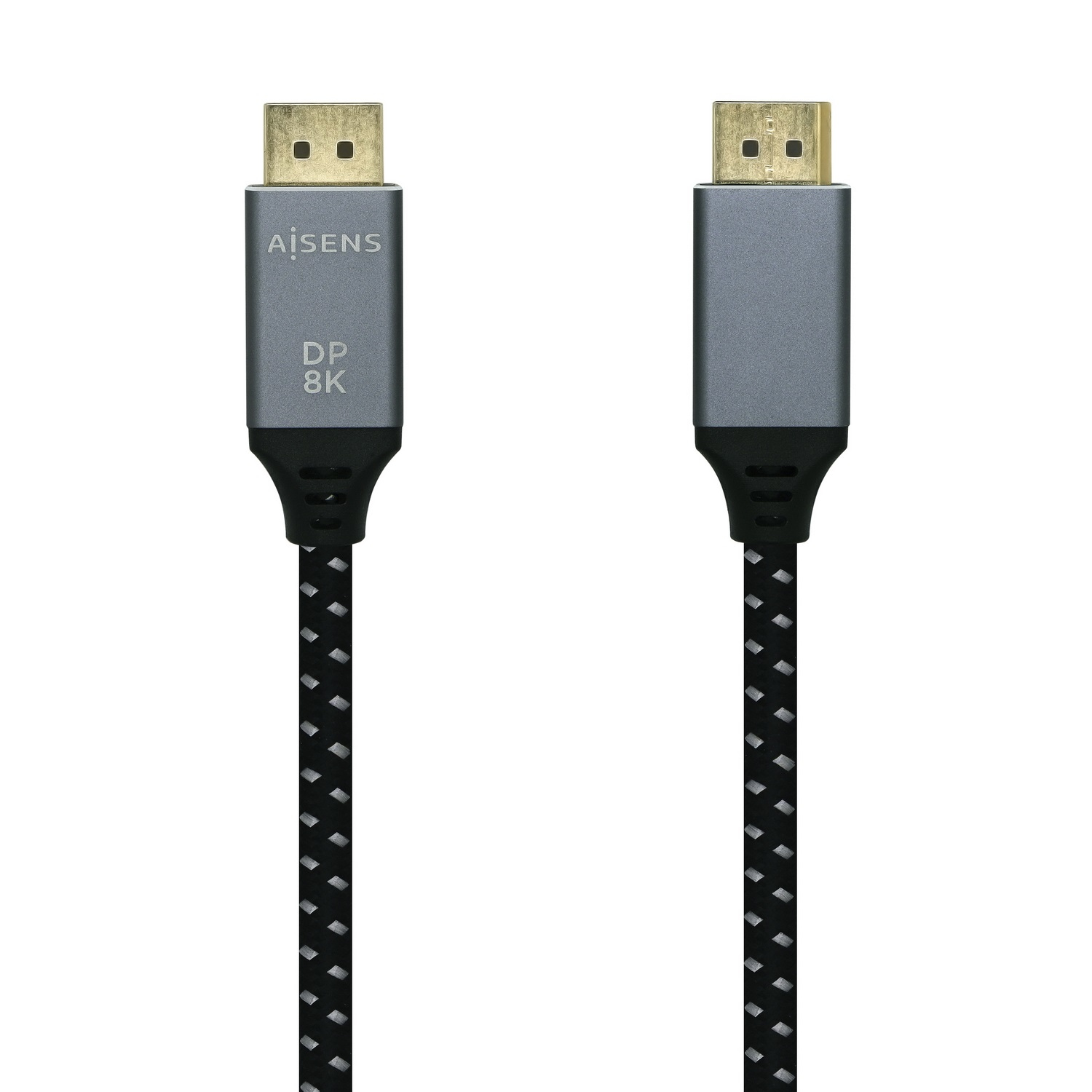 AISENS Cable Displayport V1.4 8k@60hz, DP/M-DP/M, Gris/Negro, 2.0m