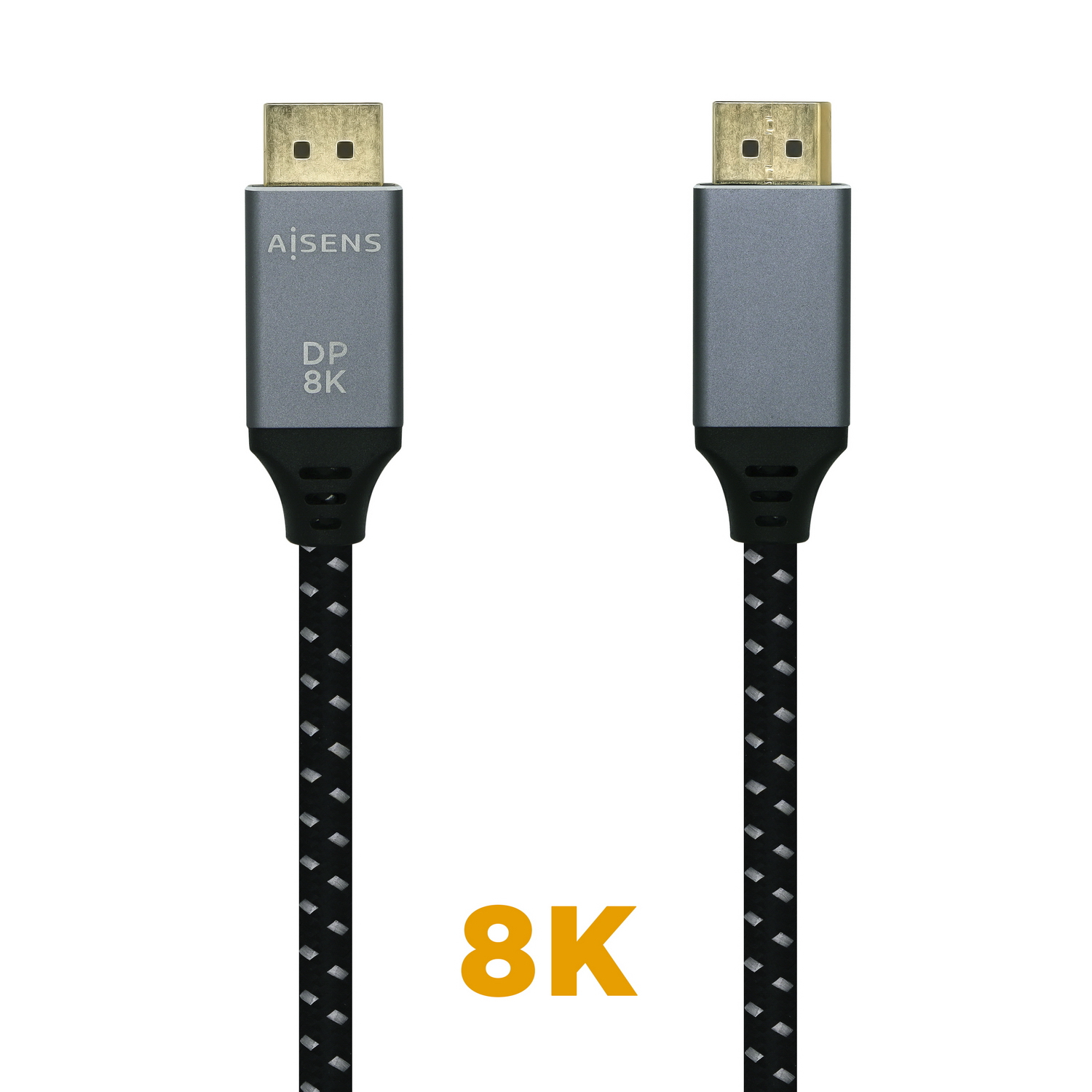 AISENS Cable Displayport V1.4 8k@60hz, DP/M-DP/M, Gris/Negro, 2.0m - Imagen 2