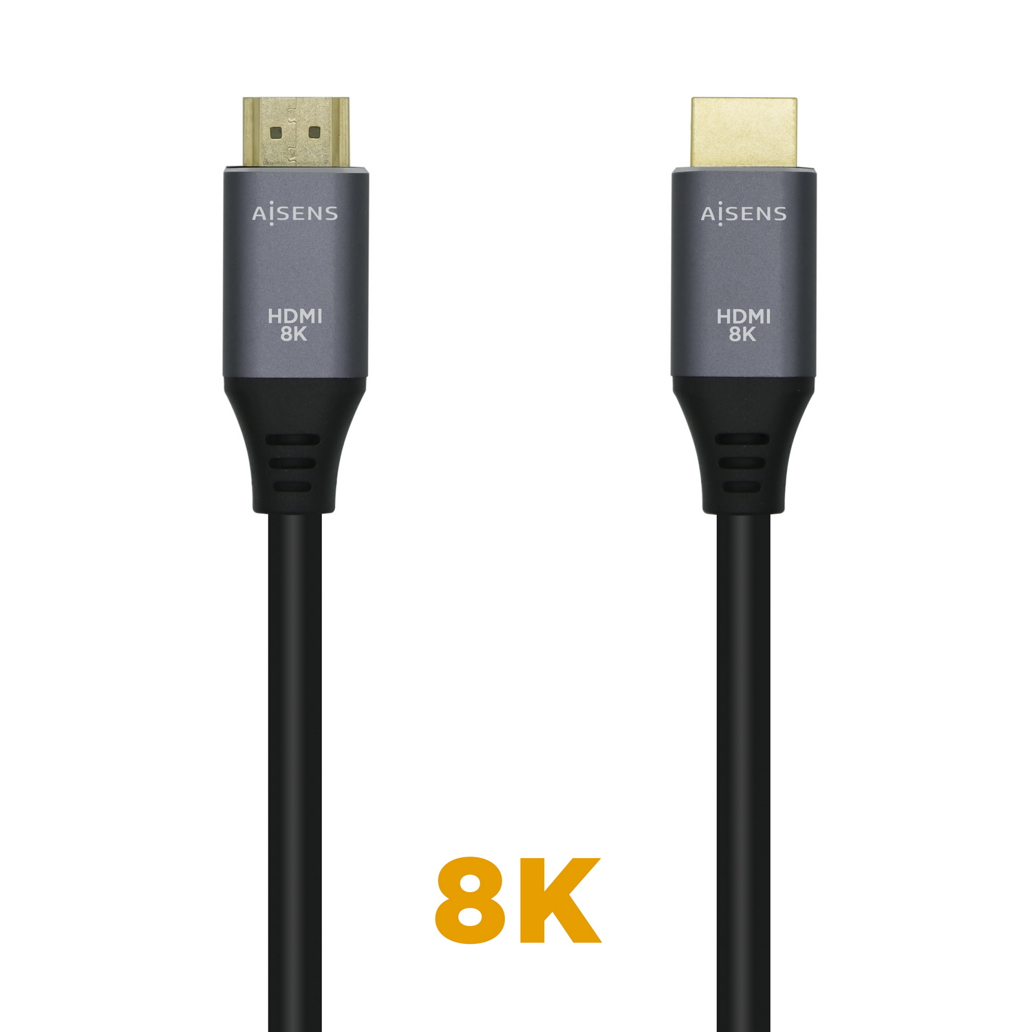 AISENS Cable HDMI V2.1 Ultra Alta Velocidad / HEC 8k@60Hz 48Gbps, A/M-A/M, Gris/Negro, 1.5m - Imagen 2