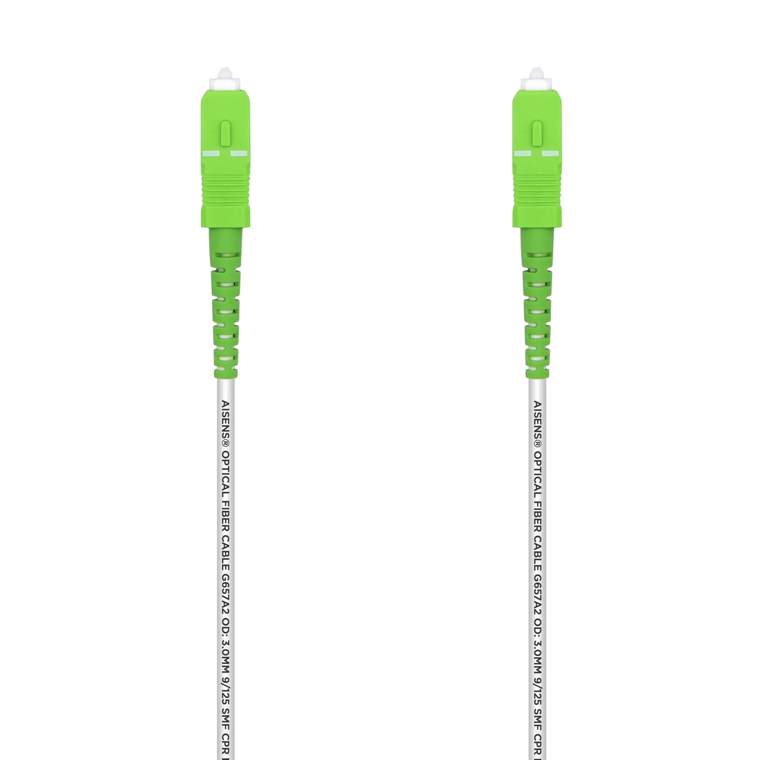 AISENS Cable Fibra Óptica Latiguillo G657A2 3.0 9/125 SMF Simplex CPR DCA LSZH, SC/APC-SC/APC, Blanco, 1.0 m