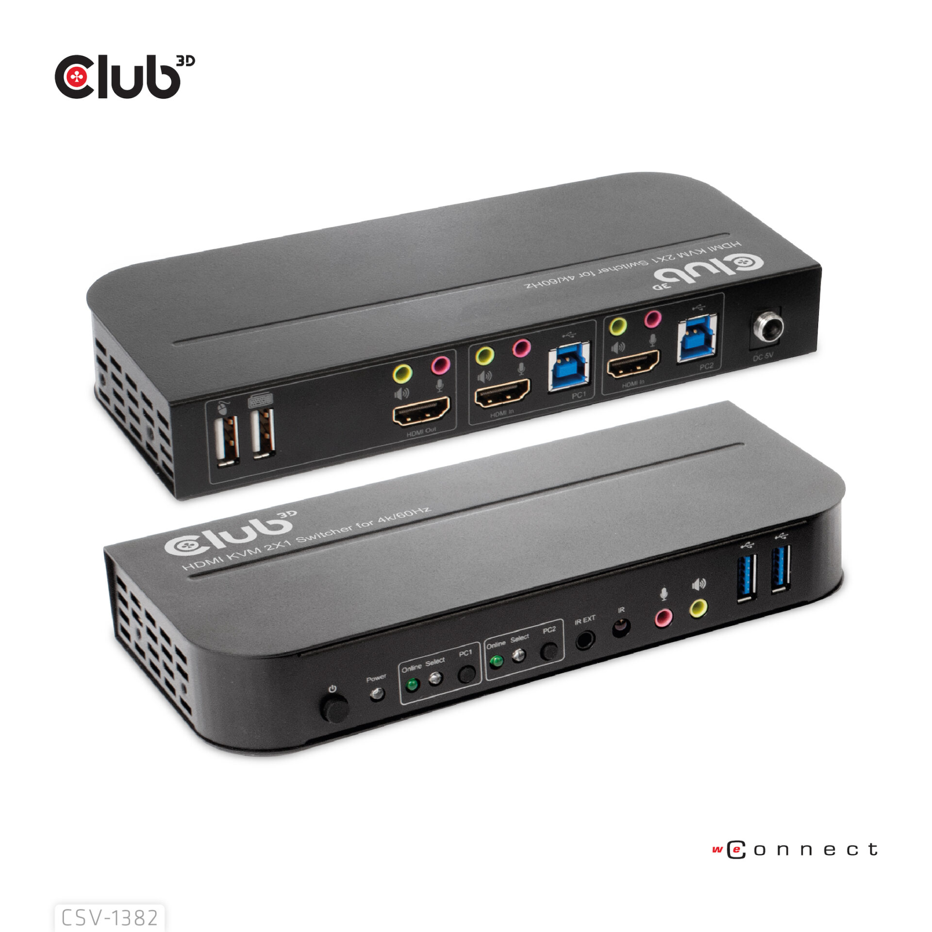 CLUB3D CSV-1382 interruptor KVM Negro