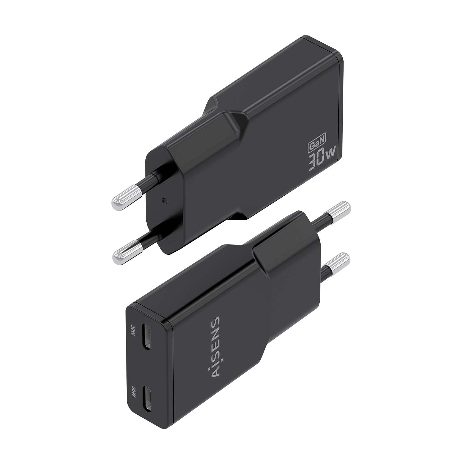 AISENS ASCH-30W2P049-BK cargador de dispositivo móvil Cámara digital, MP3, MP4, Teléfono móvil, Navegante, Portátil, Consola de juegos portátil, Smartphone, Tableta, Universal Negro Corriente alterna Carga rápida Interior - Imagen 3