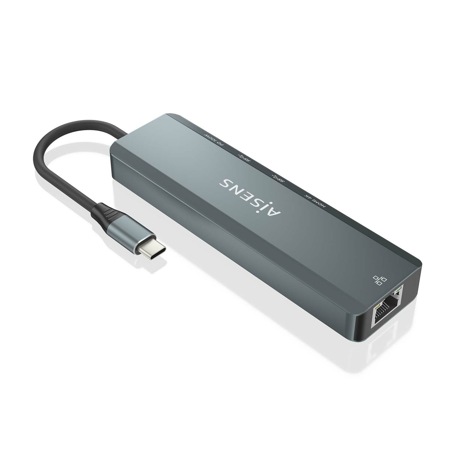AISENS USB-C Dock 5 en 1, USB-C a 1xHDMI, 1xRJ45, 2xUSB, 1xPD, Gris, 15 cm - Imagen 3