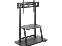 AISENS Soporte de suelo ECO con ruedas, bandeja para DVD para Monitor/TV 150Kg de 37-100, Negro