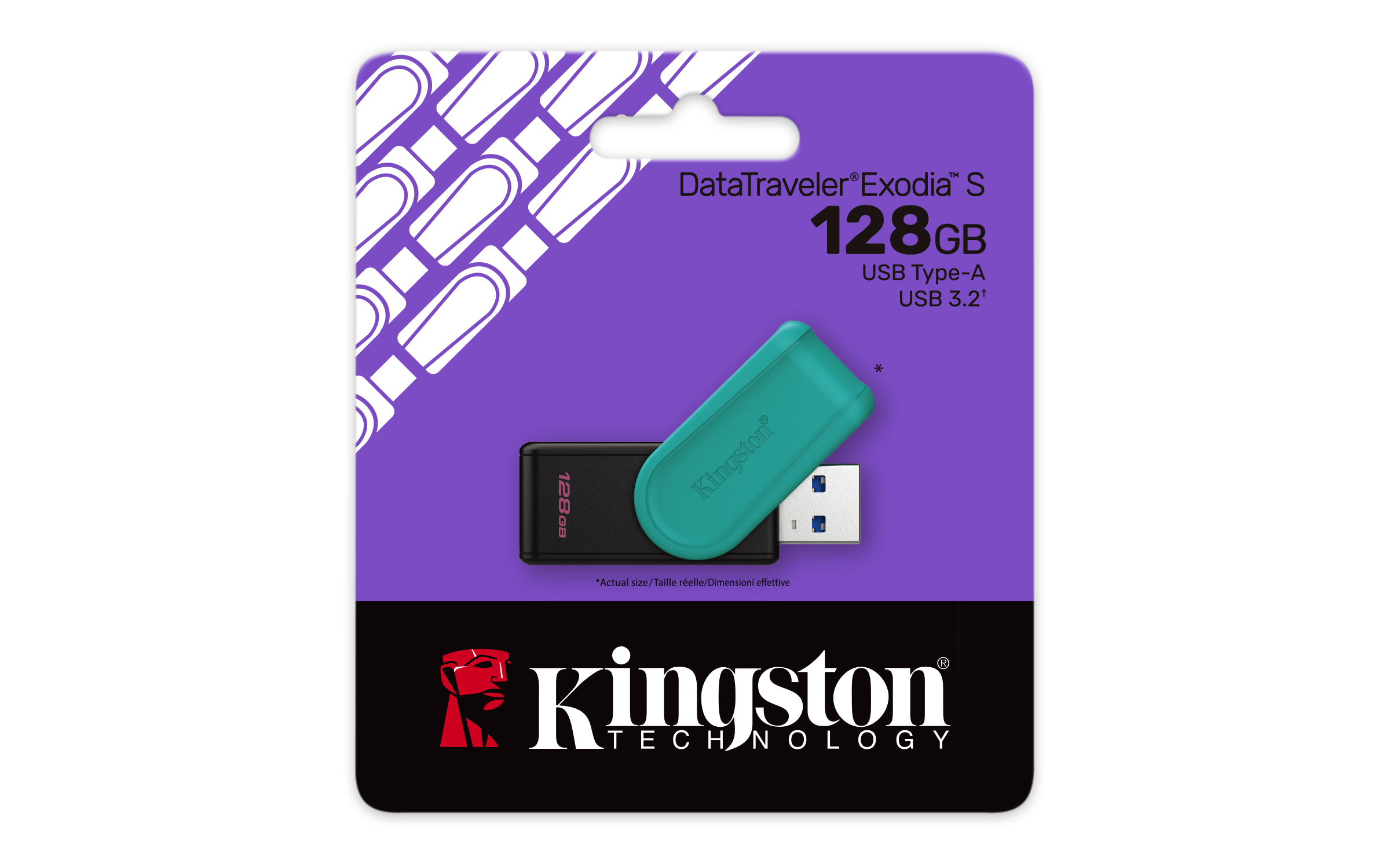 Kingston Technology DataTraveler 128GB Portable USB 3.2 Gen 1 Exodia S (Black/Turquoise) - Imagen 3