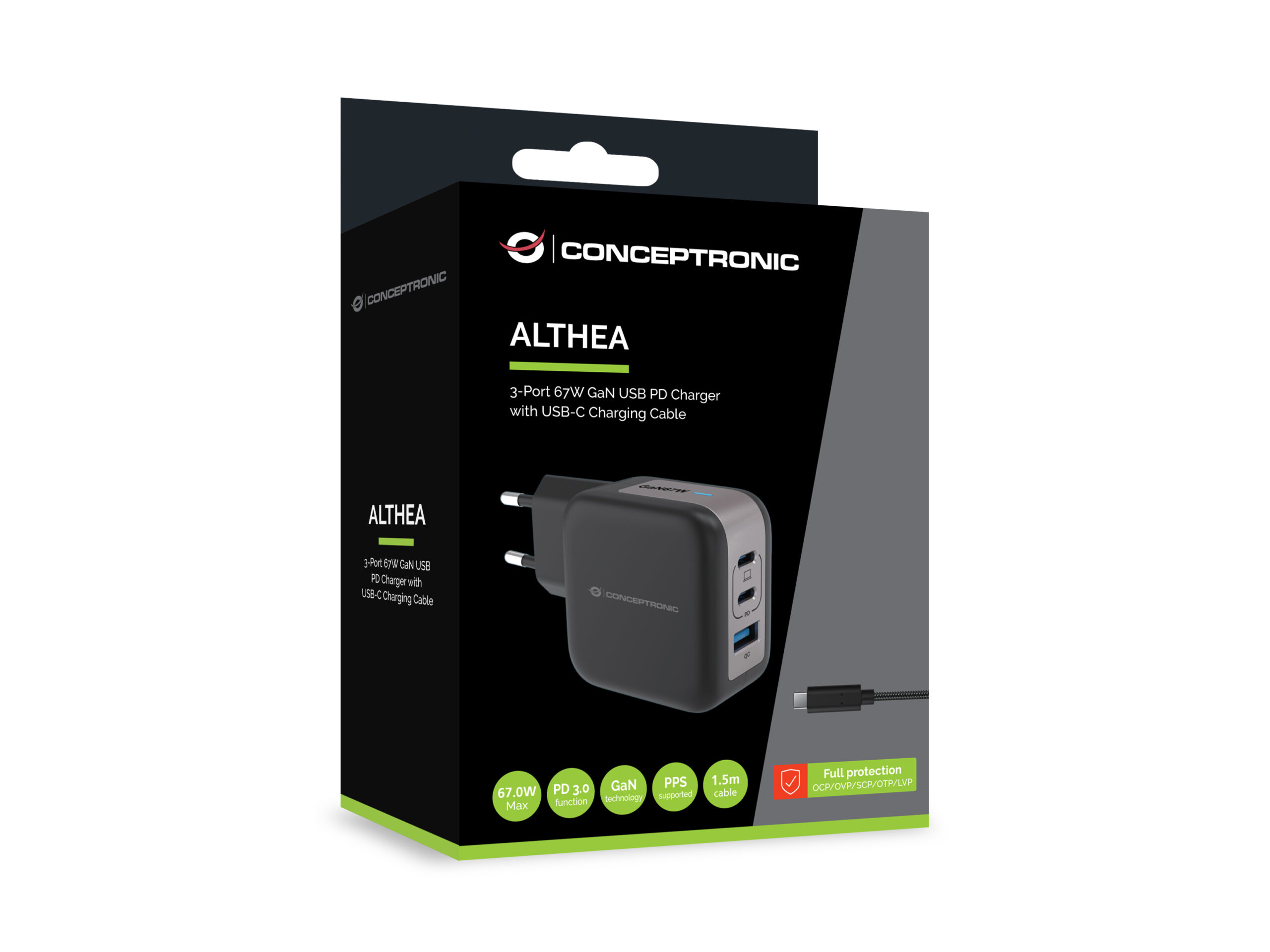 Conceptronic ALTHEA17B cargador de dispositivo móvil Universal Negro Corriente alterna Carga rápida Interior - Imagen 2