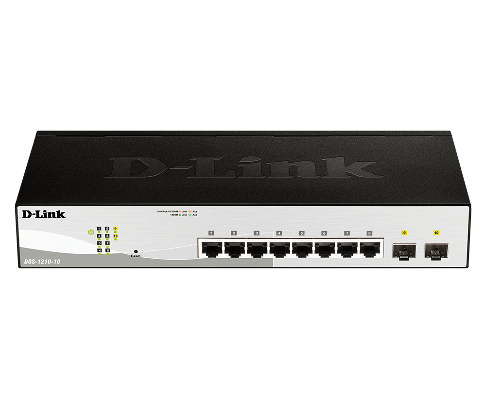 D-Link DGS-1210-10 switch Gestionado L2 Gigabit Ethernet (10/100/1000) 1U Negro, Gris
