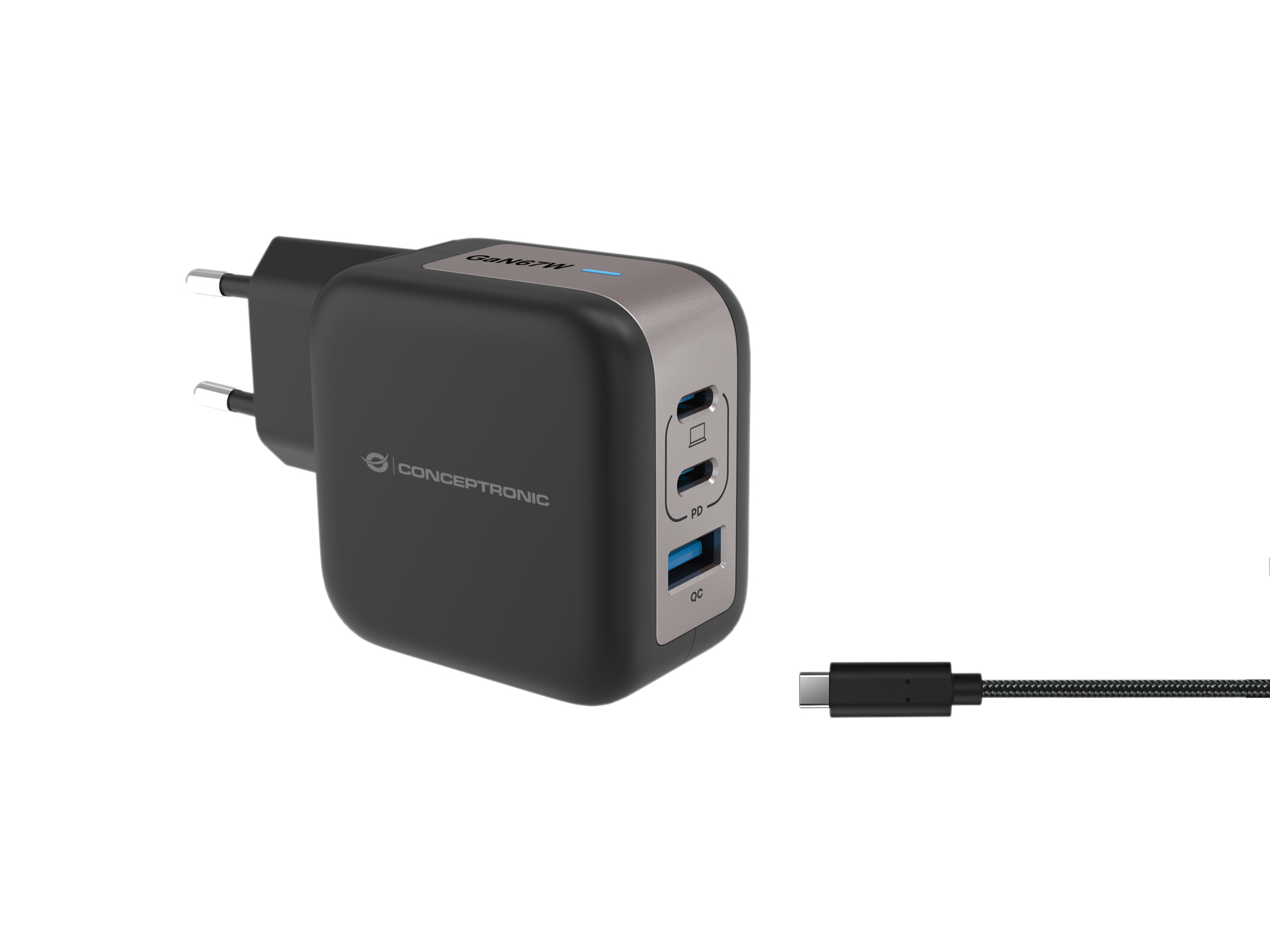 Conceptronic ALTHEA17B cargador de dispositivo móvil Universal Negro Corriente alterna Carga rápida Interior