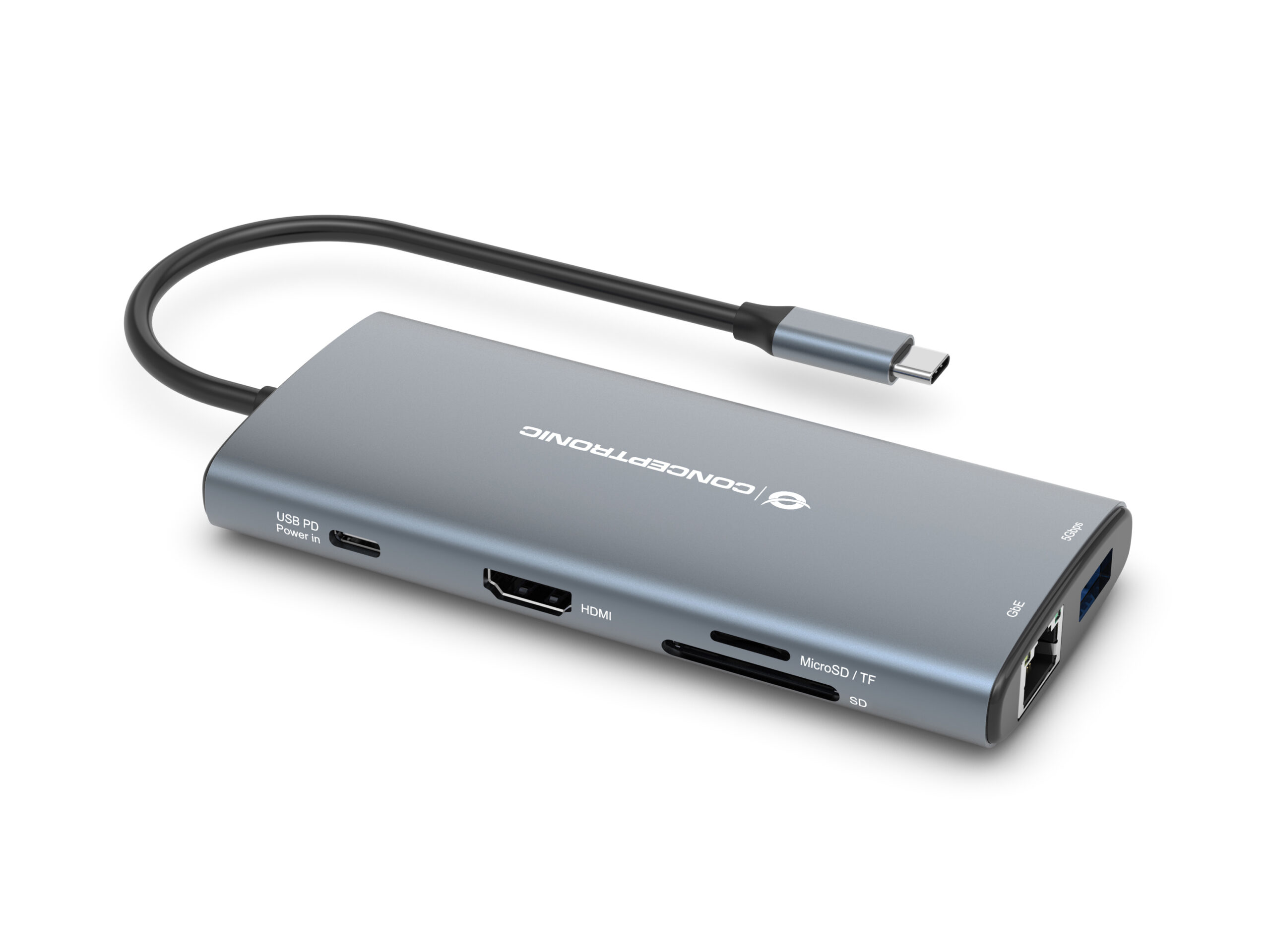 Conceptronic DONN06G base para portátil y replicador de puertos Alámbrico USB 3.2 Gen 1 (3.1 Gen 1) Type-C Gris - Imagen 2
