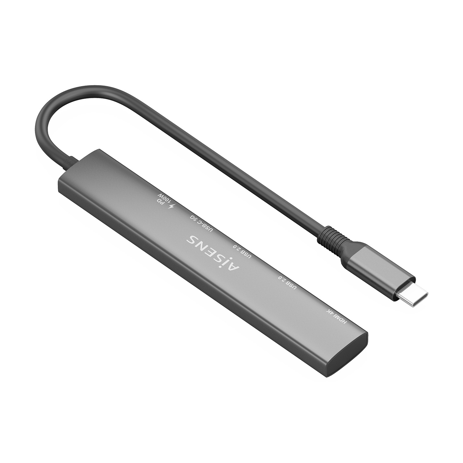 AISENS USB-C Dock 5 en 1, USB-C A, 1x HDMI 2x USB-A, 1x USB-C, 1x USB-C PD, Gris, 15cm - Imagen 2