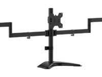 AISENS Soporte de mesa con peana eco giratorio e inclinable para 3 monitores 10kg (3 Pivotes, 2 Brazos) de 13-27, Negro