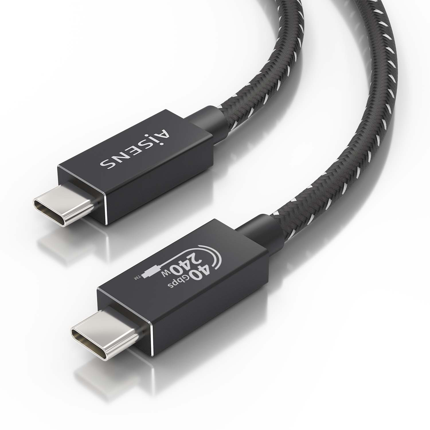 AISENS Cable USB4 Gen3x2 Aluminio 40Gbps 8K@60Hz 5A 48V 240W E-Mark, Tipo USB-C/M-USB-C/M, Negro, 0.5m - Imagen 3