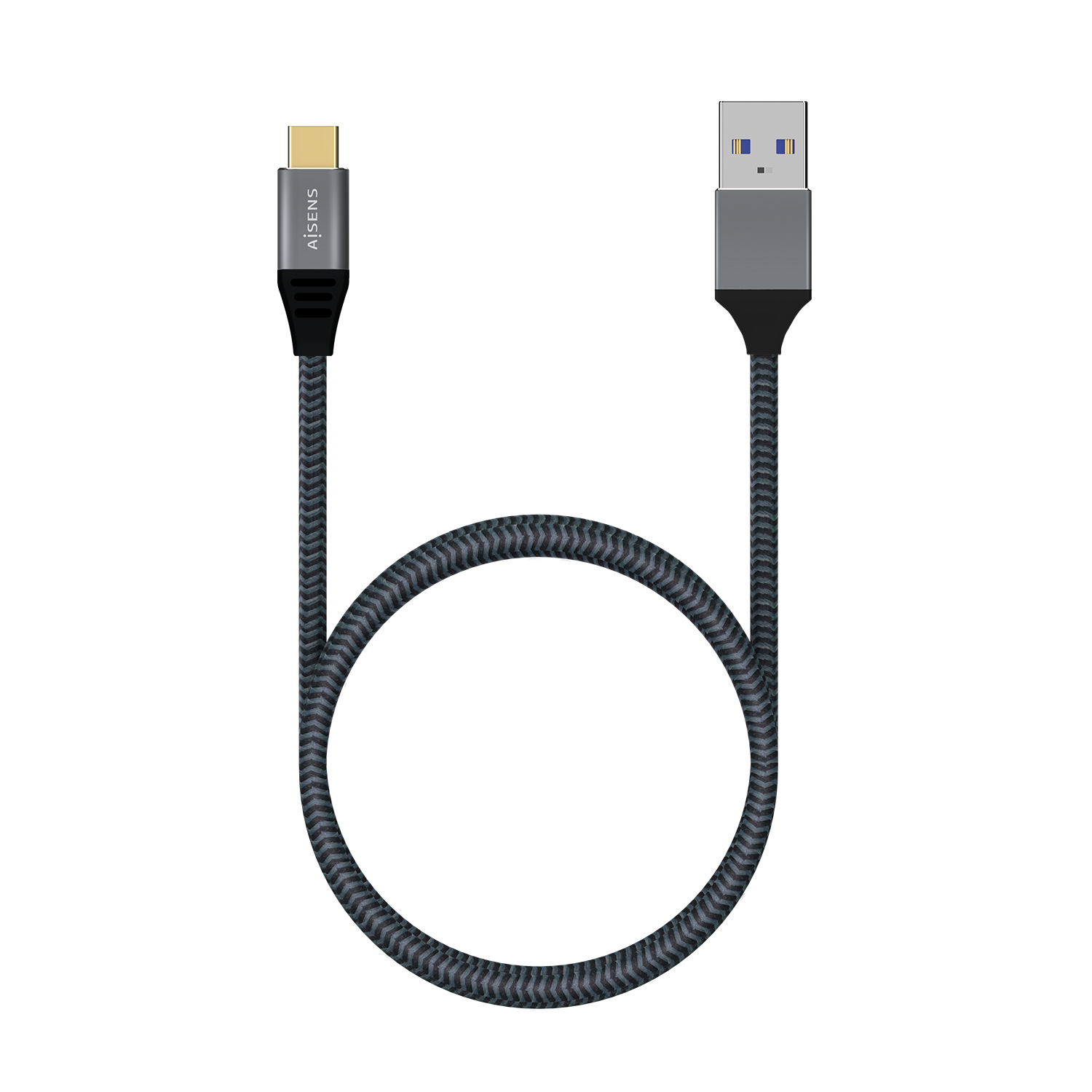 AISENS Cable USB 3.1 Gen2 Aluminio 10Gbps 3A, Tipo USB-C/M-A/M, Gris, 1.0M - Imagen 3