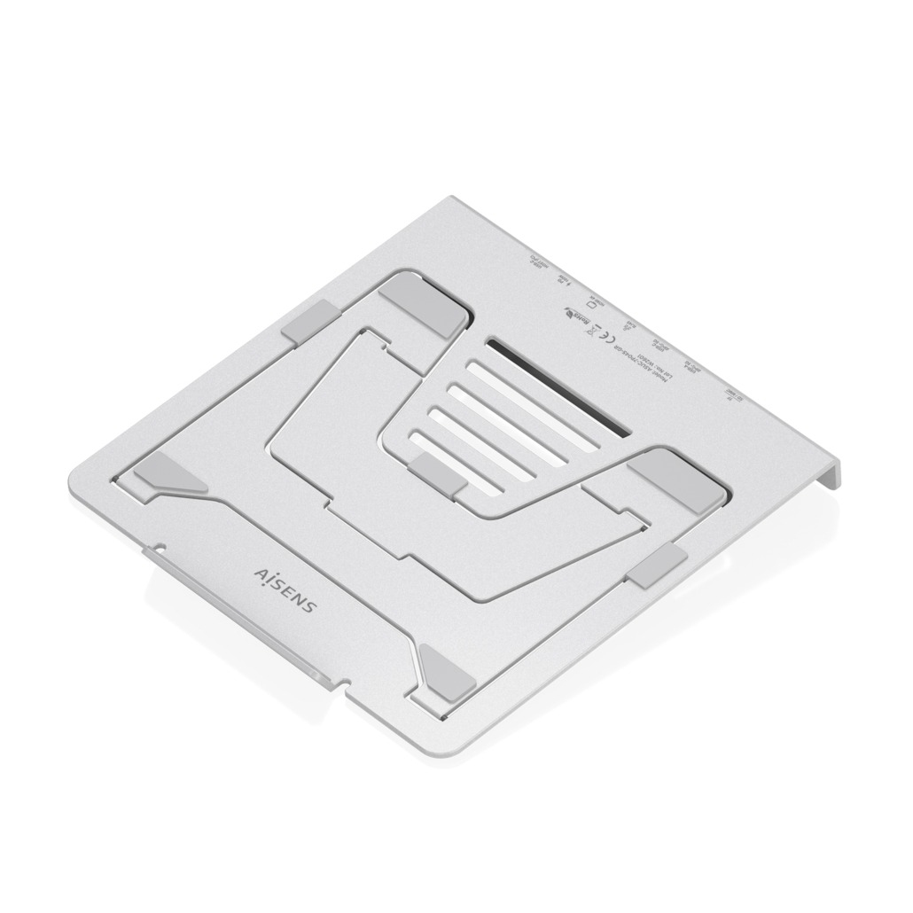 AISENS Soporte de Sobremesa Ajustable para Portatil / Tablet con USB-C Docking 7 en 1, Gris - Imagen 2