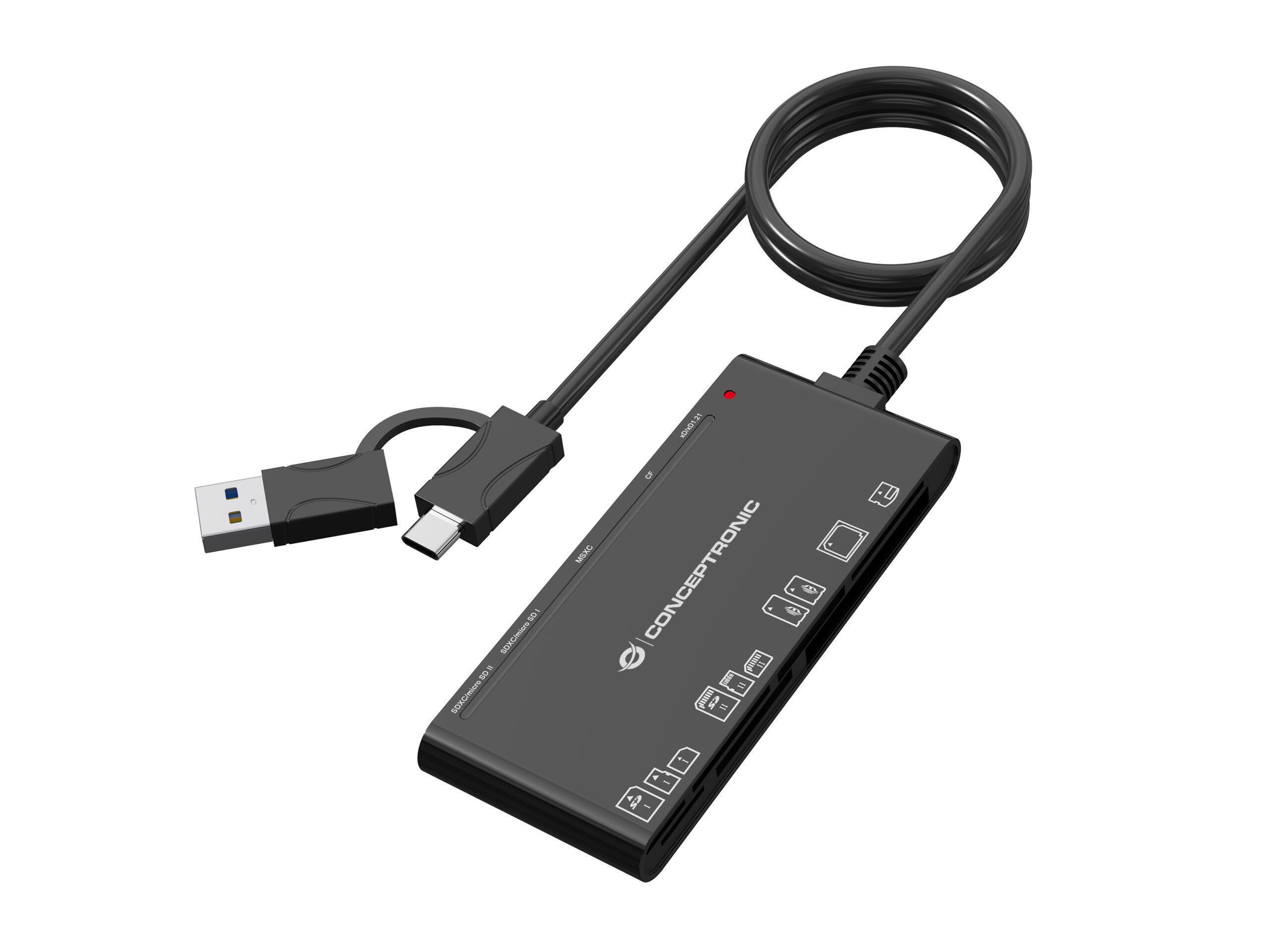 Conceptronic BIAN10B lector de tarjeta USB 3.2 Gen 1 (3.1 Gen 1) Type-A/Type-C Negro