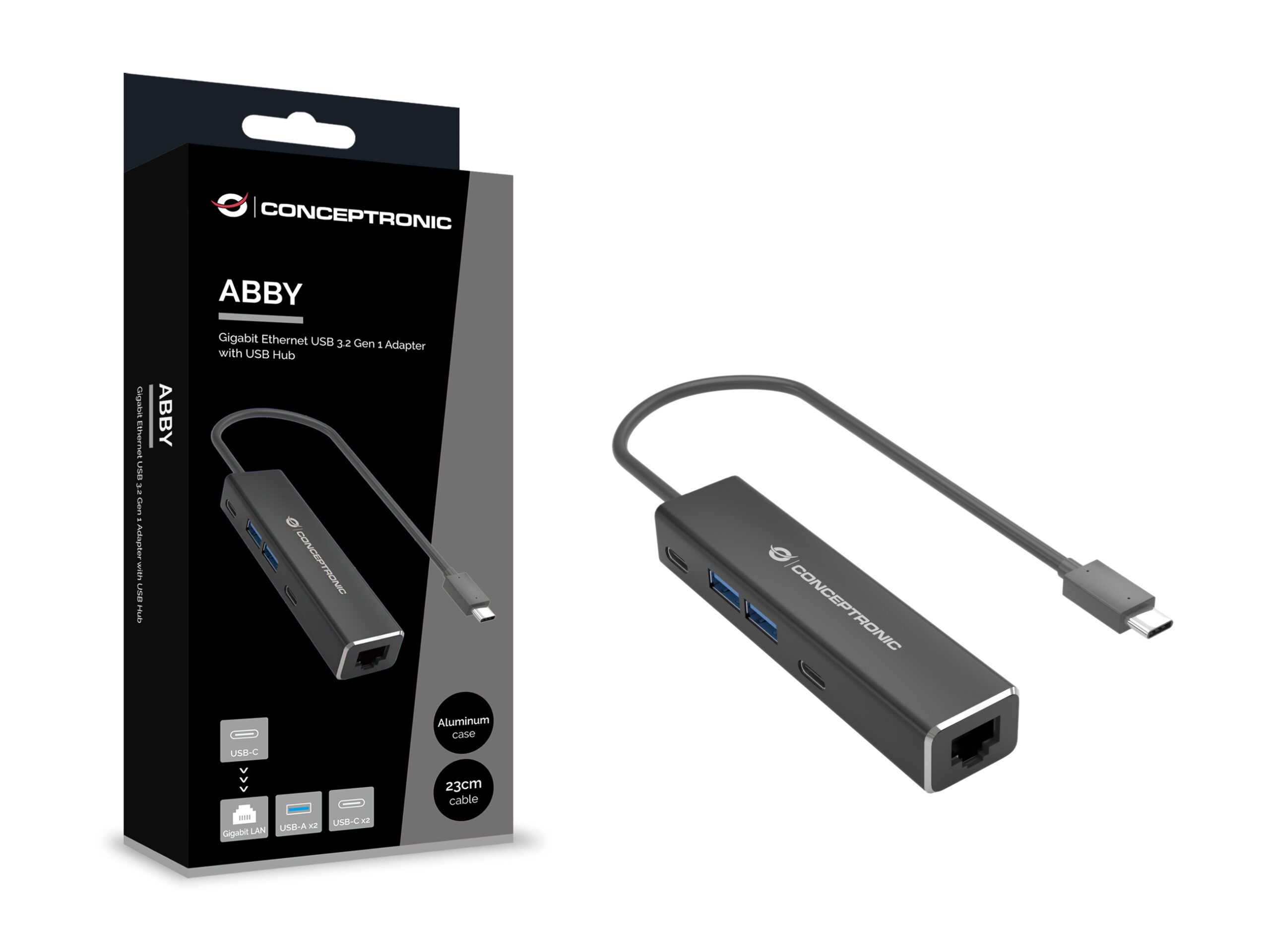 Conceptronic ABBY14B base para portátil y replicador de puertos Alámbrico USB 3.2 Gen 1 (3.1 Gen 1) Type-C Gris - Imagen 3