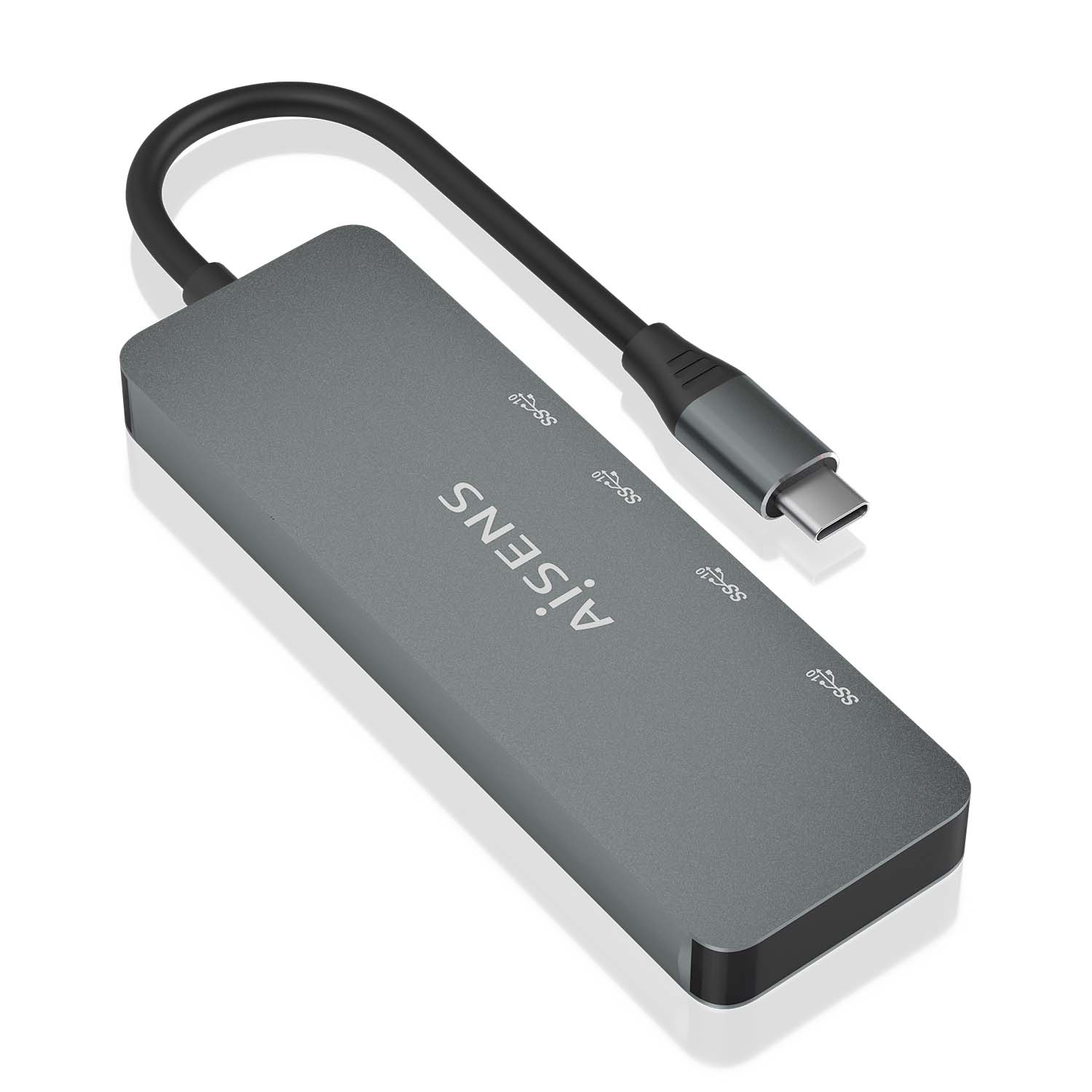 AISENS Hub USB 3.2 Gen2 10G USB-C, USB-C/M-2xUSB-C/H-2xUSB-A/H, Gris, 15cm - Imagen 2