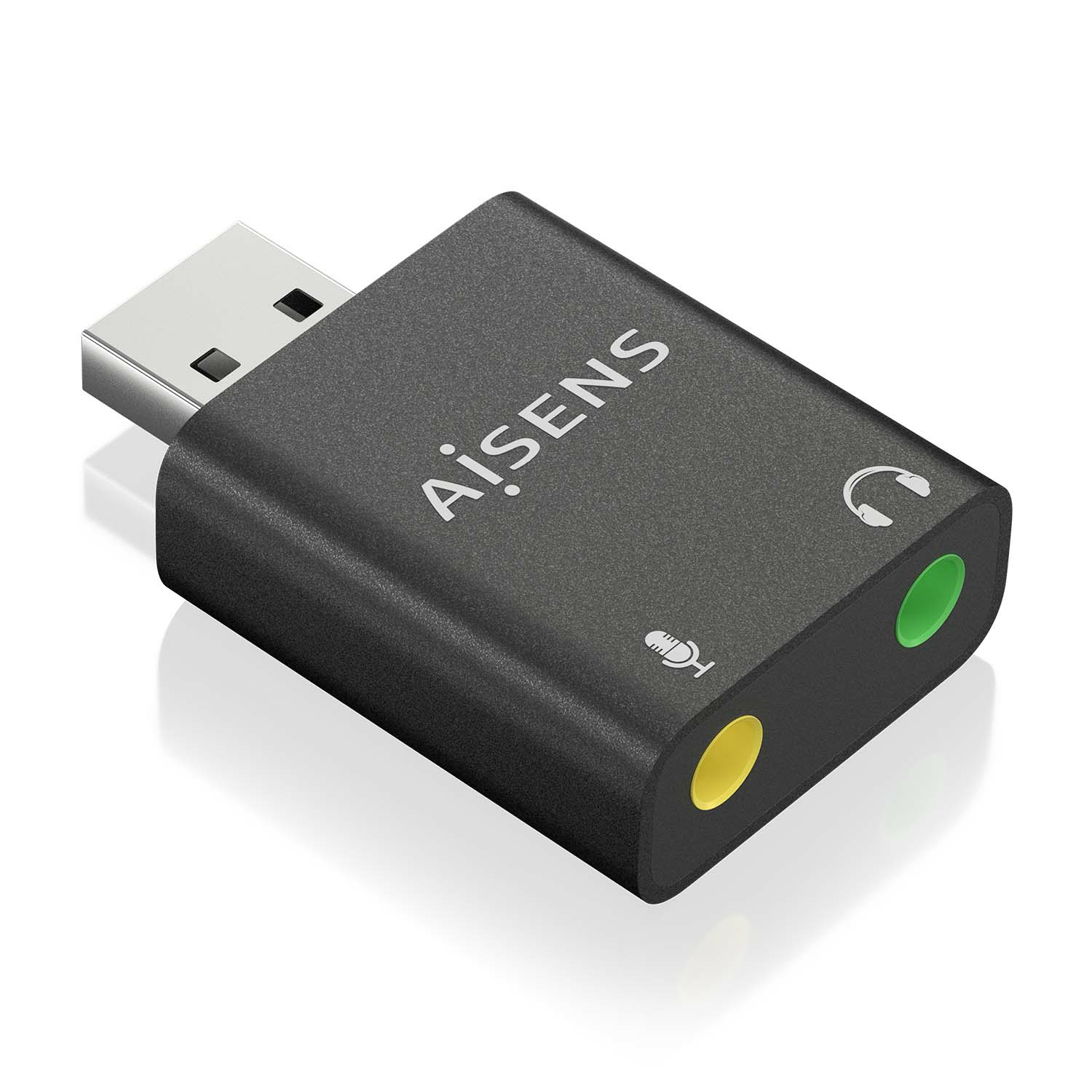 AISENS Conversor USB-A a Audio 48KHz, USB-A/M-2xJack 3.5/H, Negro - Imagen 2