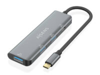 AISENS Hub USB 3.2 Gen1 5G USB-C, USB-C/M-1xUSB-C/H-3xUSB-A/H, Gris, 15 cm