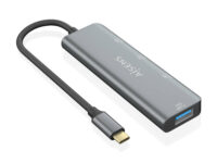 AISENS Hub USB 3.2 Gen2 10G USB-C, USB-C/M-1xUSB-C/H-3xUSB-A/H, Gris, 15 cm