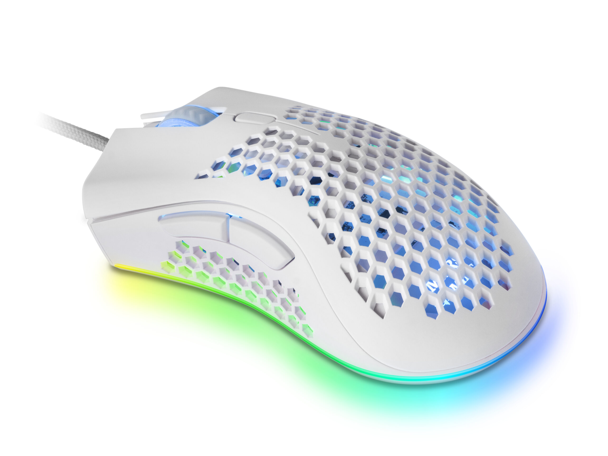Mars Gaming MMEX, Ratón Gaming RGB, 32K DPI, Cable Feather, Switches Ópticos, Blanco, One Size